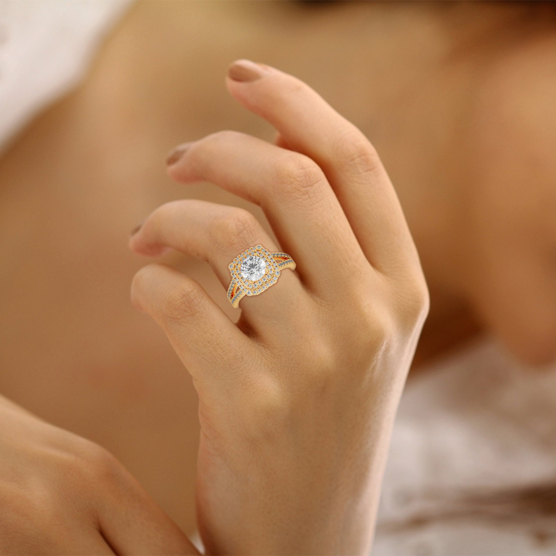 The Radiant Crown 1.40 CTW Round-Cut Diamond Engagement Ring | F-VS1