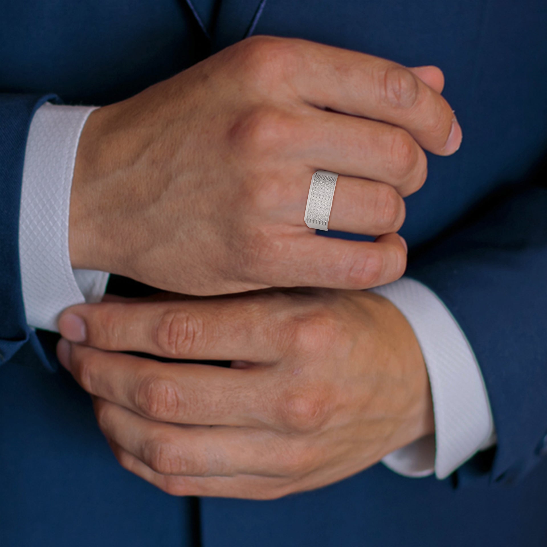 Noble 0.60 CTW Round Lab-Grown Diamond Rectangular Men's Ring