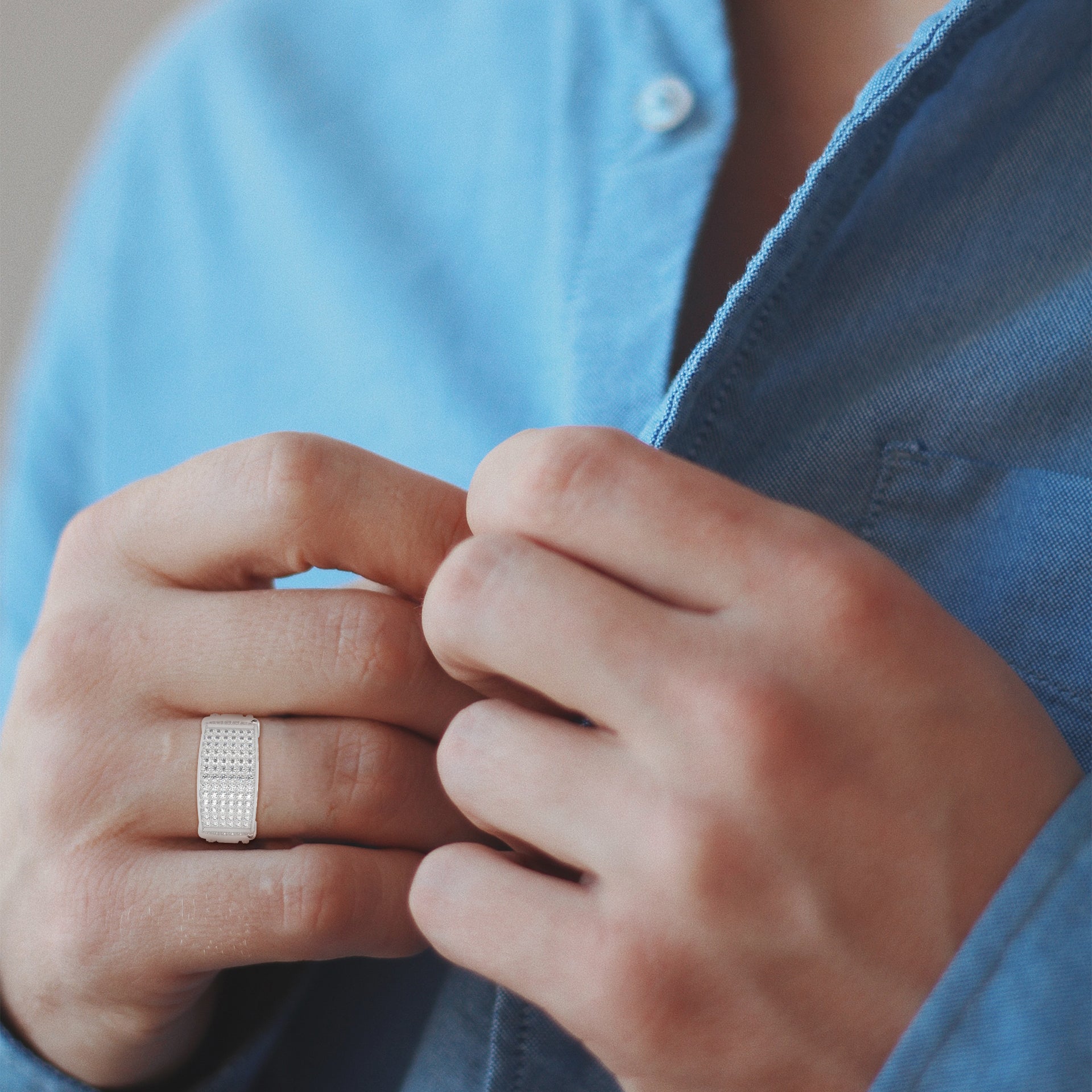 Dominion 0.84 CTW Round Lab-Grown Diamond Rectangular Men's Ring