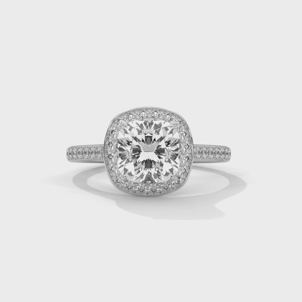 Grandeur Halo 3 CT Cushion-Cut Lab Grown Diamond Ring | 3.42 CTW