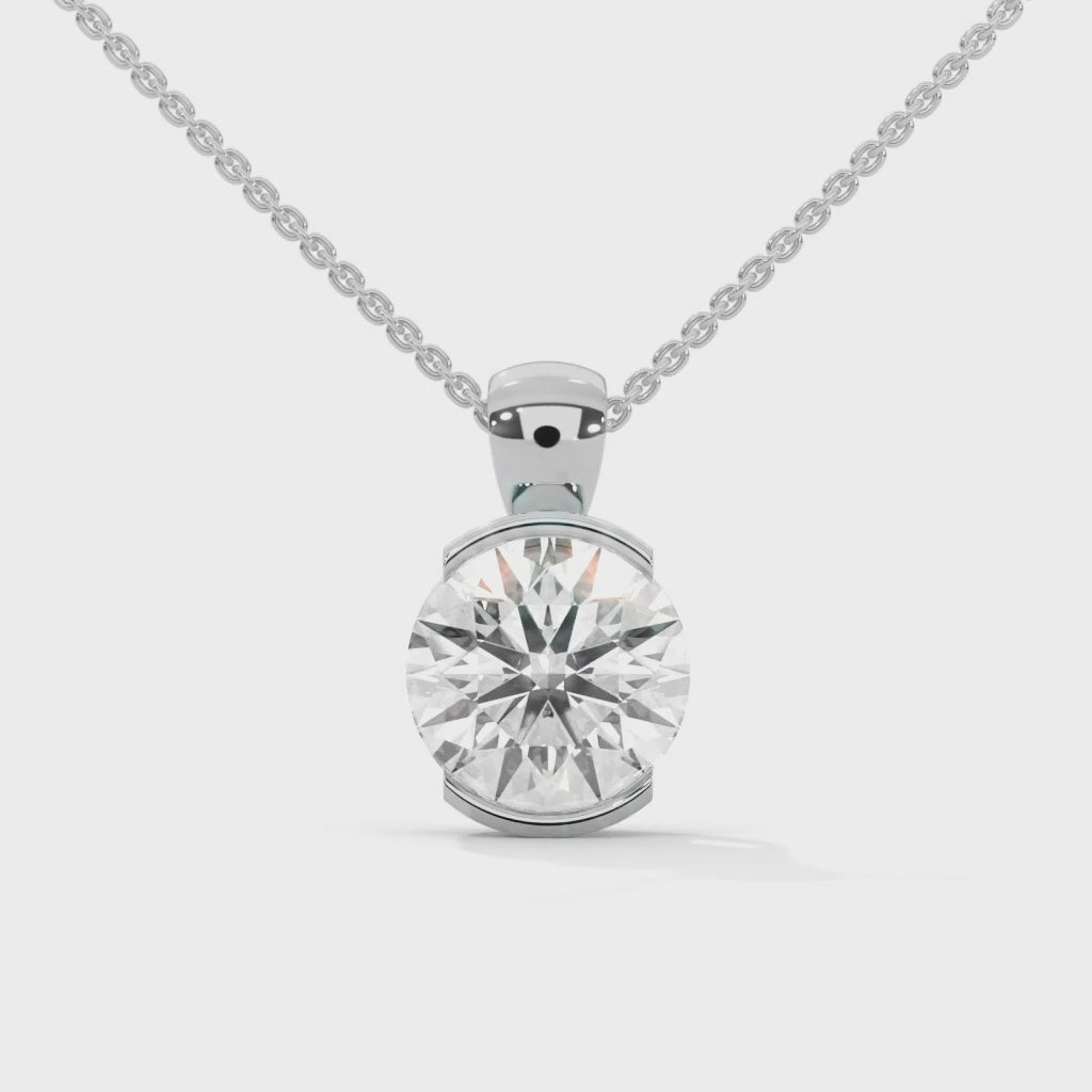 Radiant Brilliance Round Cut Half-Bezel Diamond Pendant | 2.43 CT| 14K Gold