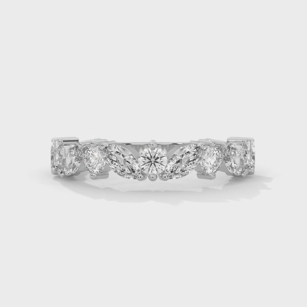 Marquise and Round Diamond Twist Gold Band | 1.32 CTW