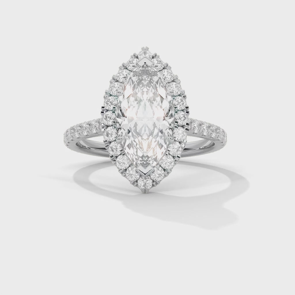 Vintage Halo 1.5 CT Marquise-Cut Lab Grown Diamond Ring | 2.22 CTW