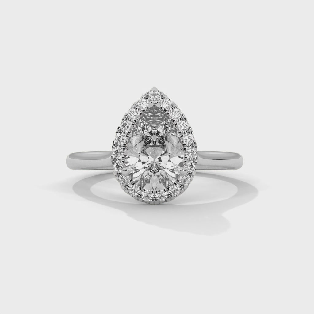 Lustrous Halo 1 CT Pear-Cut Lab Grown Diamond Ring | 1.19 CTW