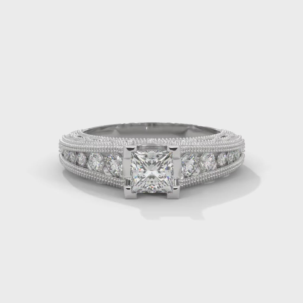 The Grand Radiance 0.99 CTW Princess-Cut Diamond Engagement Ring | E-VS1
