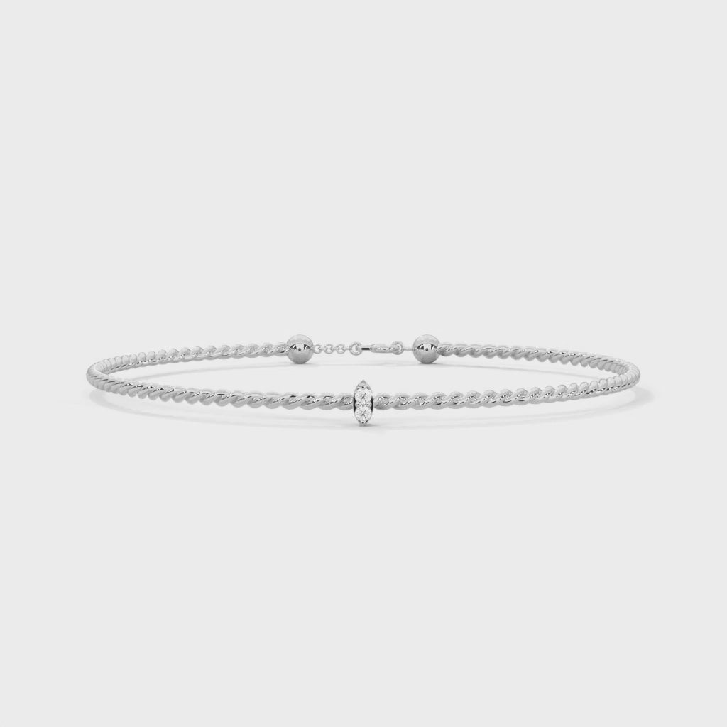 Delicate Twisted Rope Lab-Grown Diamond Gold Bracelet | 0.04 CTW