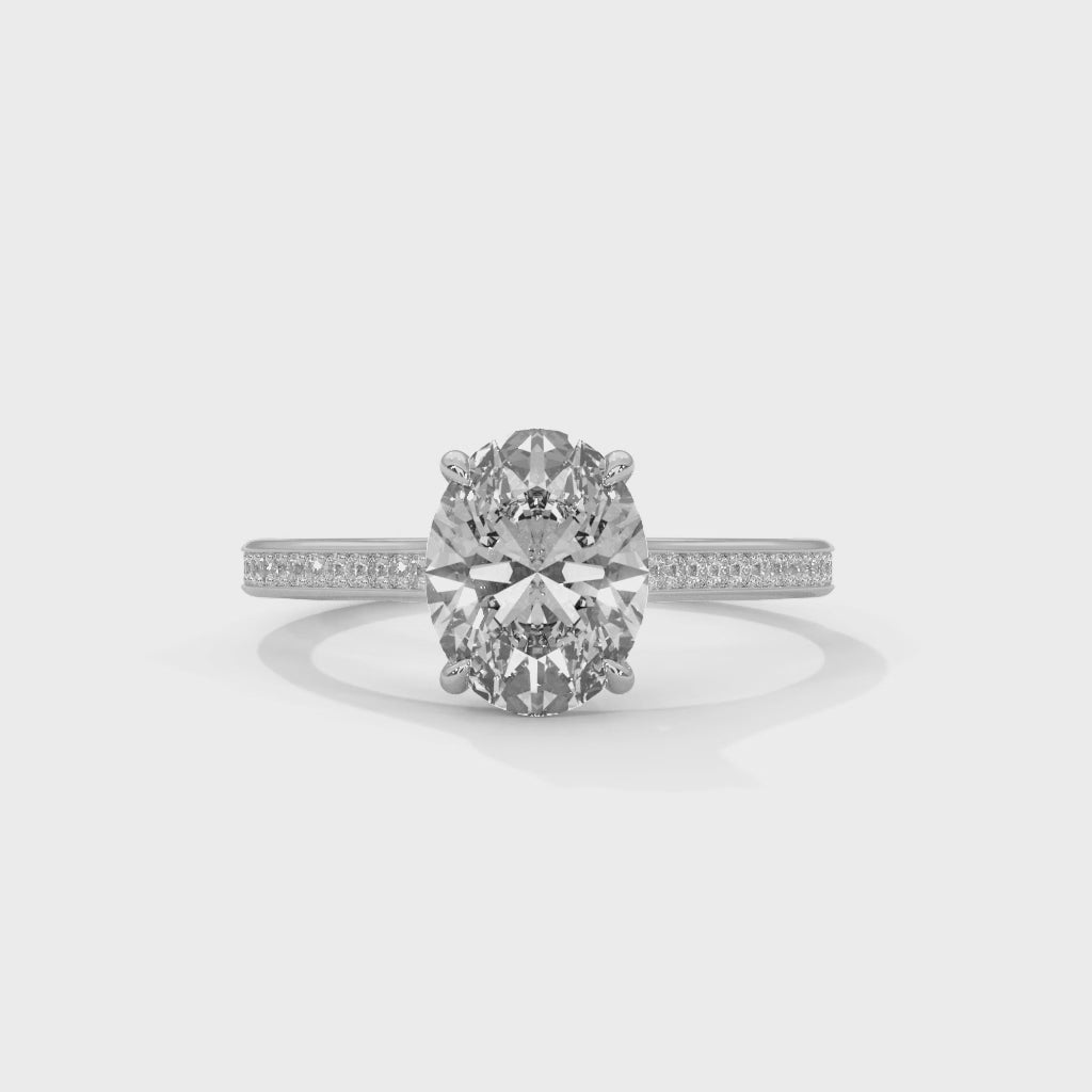 Lustrous 2.17 CTW Oval Diamond Engagement Ring | E VS1