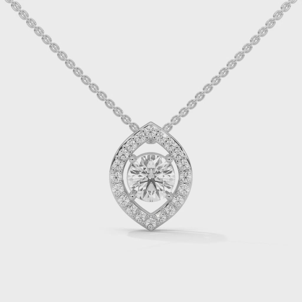 Ethereal Glow: Gold Floating Halo Diamond Pendant Necklace| 0.64 CTW