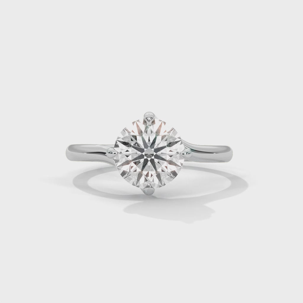 Elegance Round-Cut 2 CT Diamond Solitaire Engagement Gold  Ring