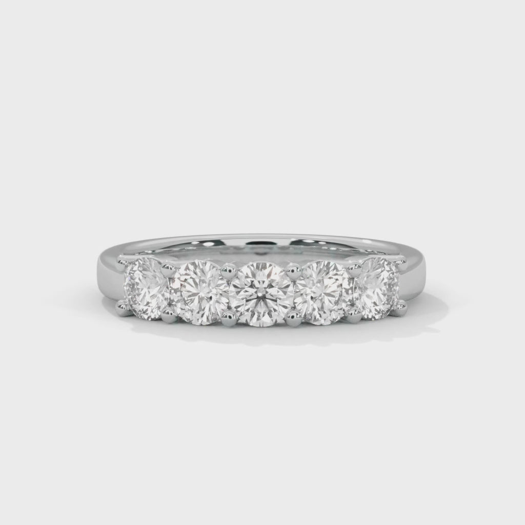 Brilliant Bonds Gold Round Diamond Prong Set Band Ring | 1.10 CTW