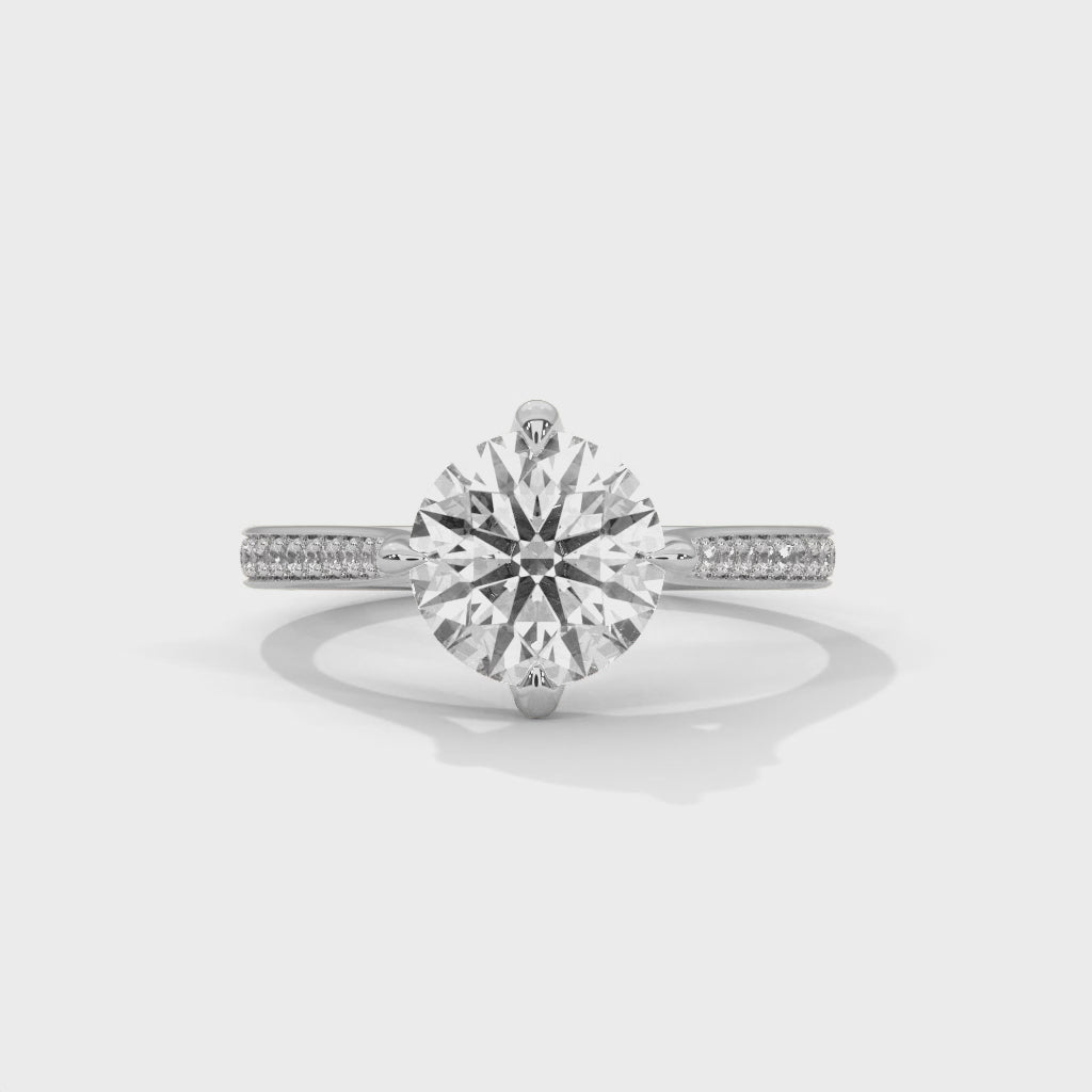 Celestia 2.18 CTW Round-Cut Diamond Pavé Engagement Ring | 14K & 18K Gold