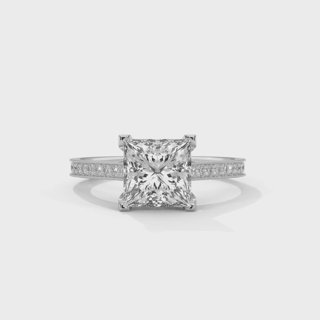 Eternal Grace 1.5 CT Princess-Cut Lab Grown Diamond Pave Ring | 1.74 CTW