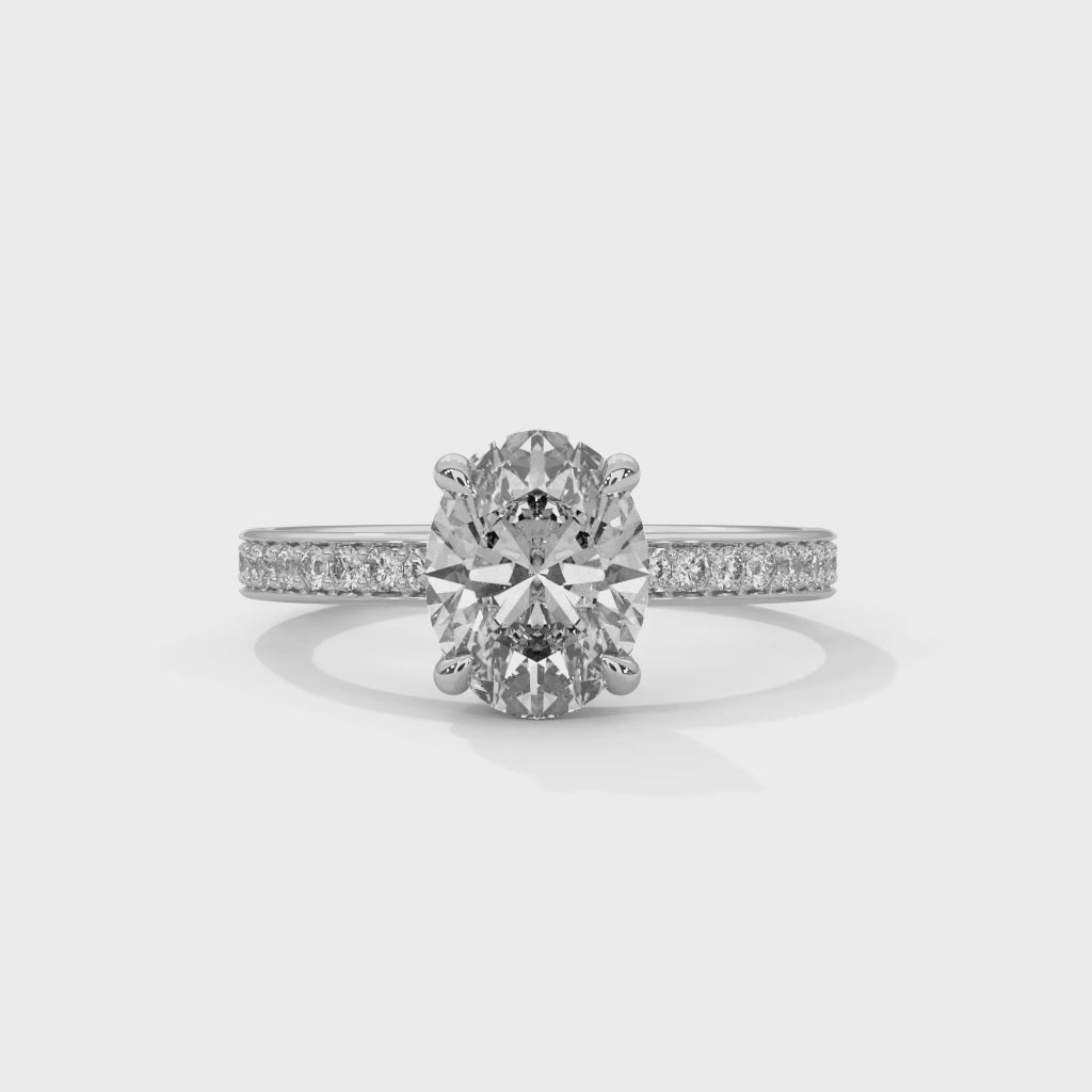 Brilliance 3 CT Oval-Cut Lab Grown Diamond Pave Ring | 3.46 CTW