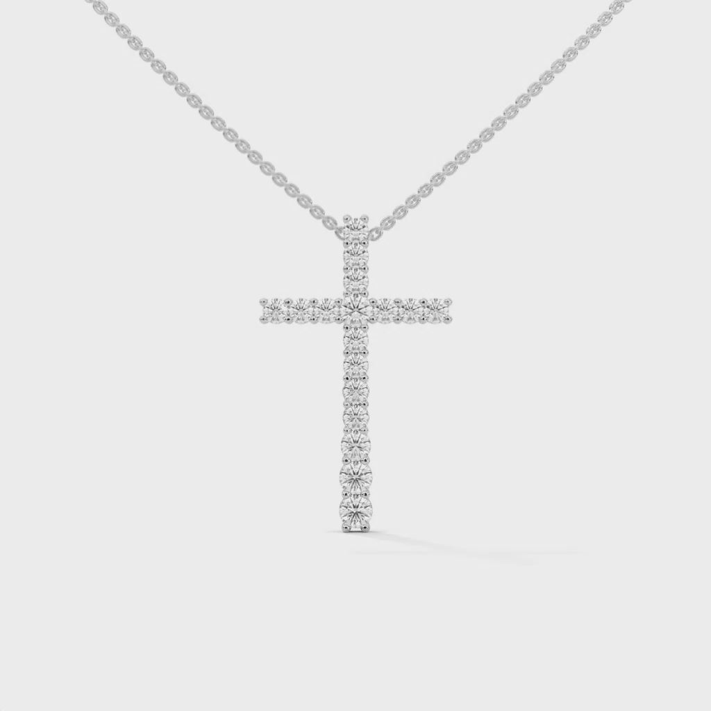 Divine Radiance Diamond Cross Pendant – 14K Gold | 0.48 CTW