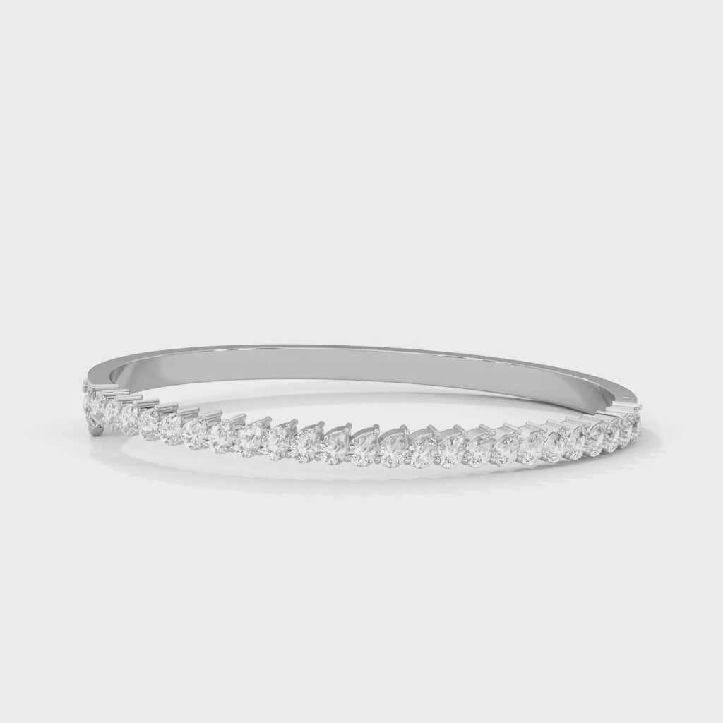 Pear Lab-Grown Diamond Gold Bangle Bracelet | 5.25 CTW