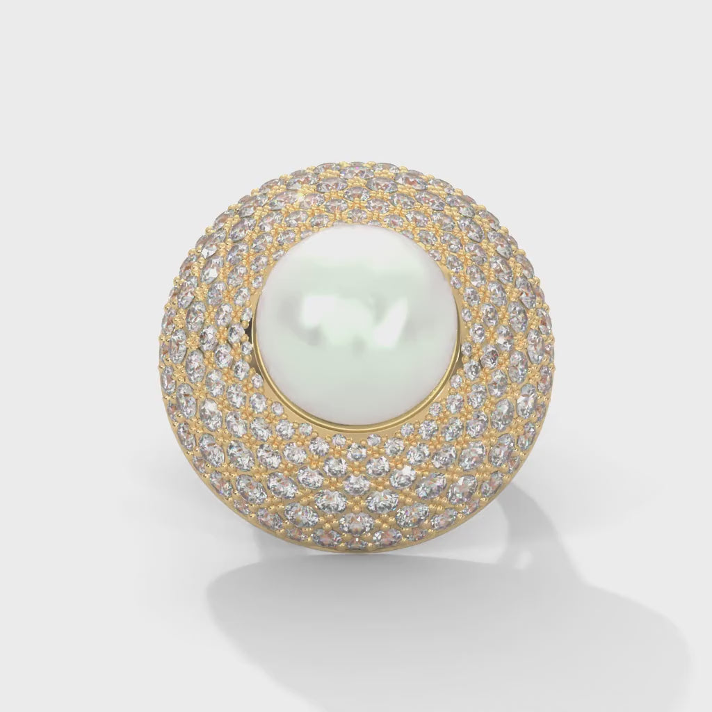 Celestia 5.88 CTW Lab-Grown Diamond & Pearl Halo Ring | 14K & 18K Gold