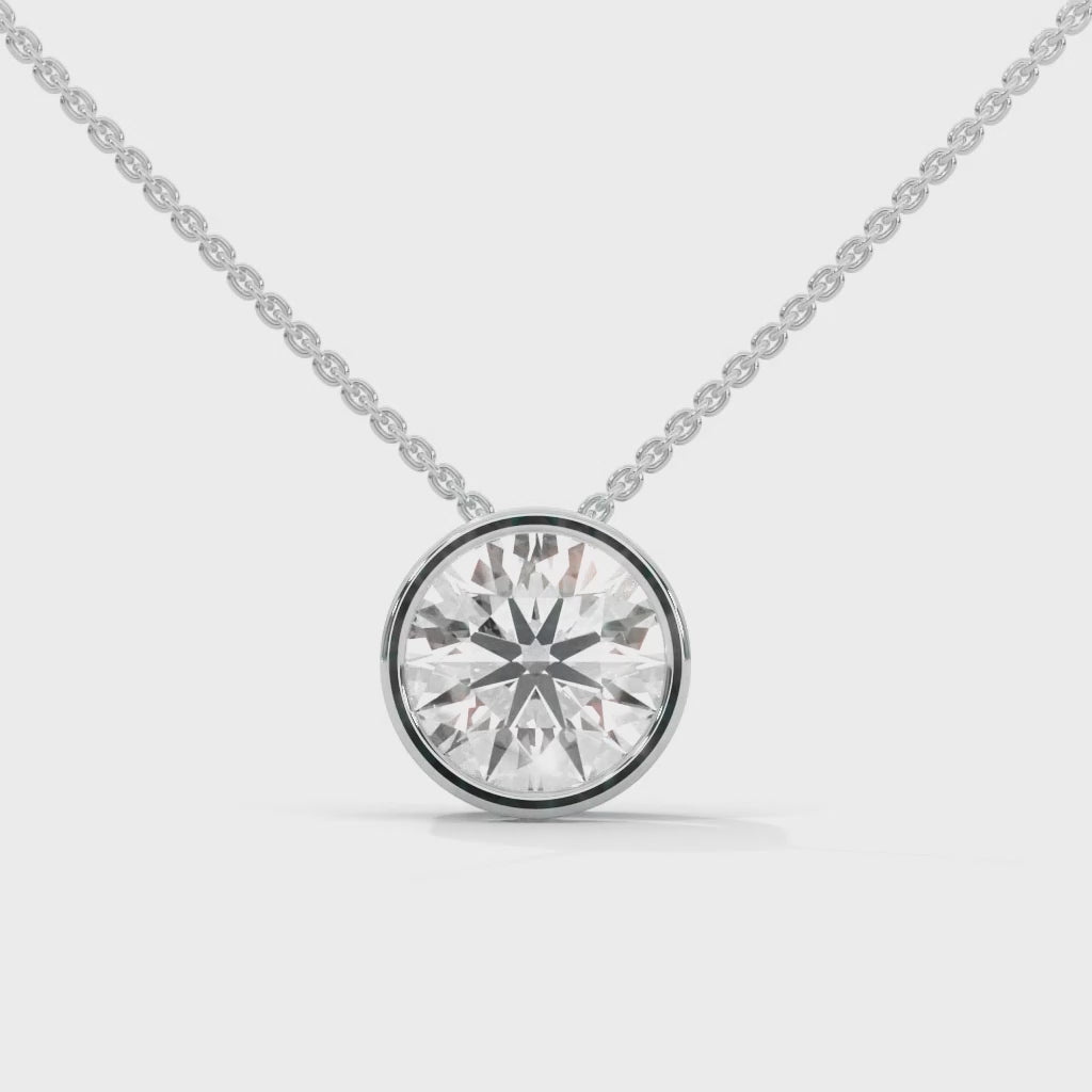 Eclipse Radiance Round-Cut Diamond Pendant Necklace 2.00ct | 14K Gold |16”&18” Chain
