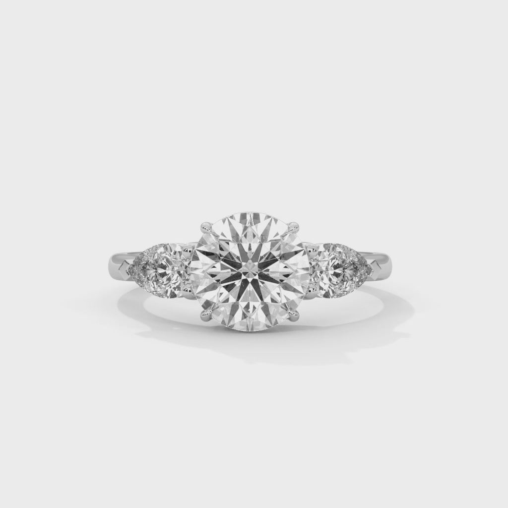 Dahlia 1ct Round Lab-Grown Diamond Three-Stone Engagement Ring | 2.00 CTW