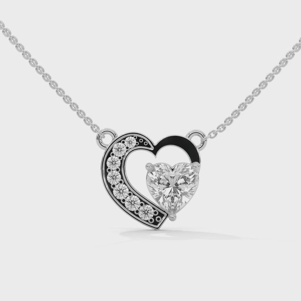 Endless Love: 14K Gold 0.75CT Heart-Cut Diamond Pendant Necklace