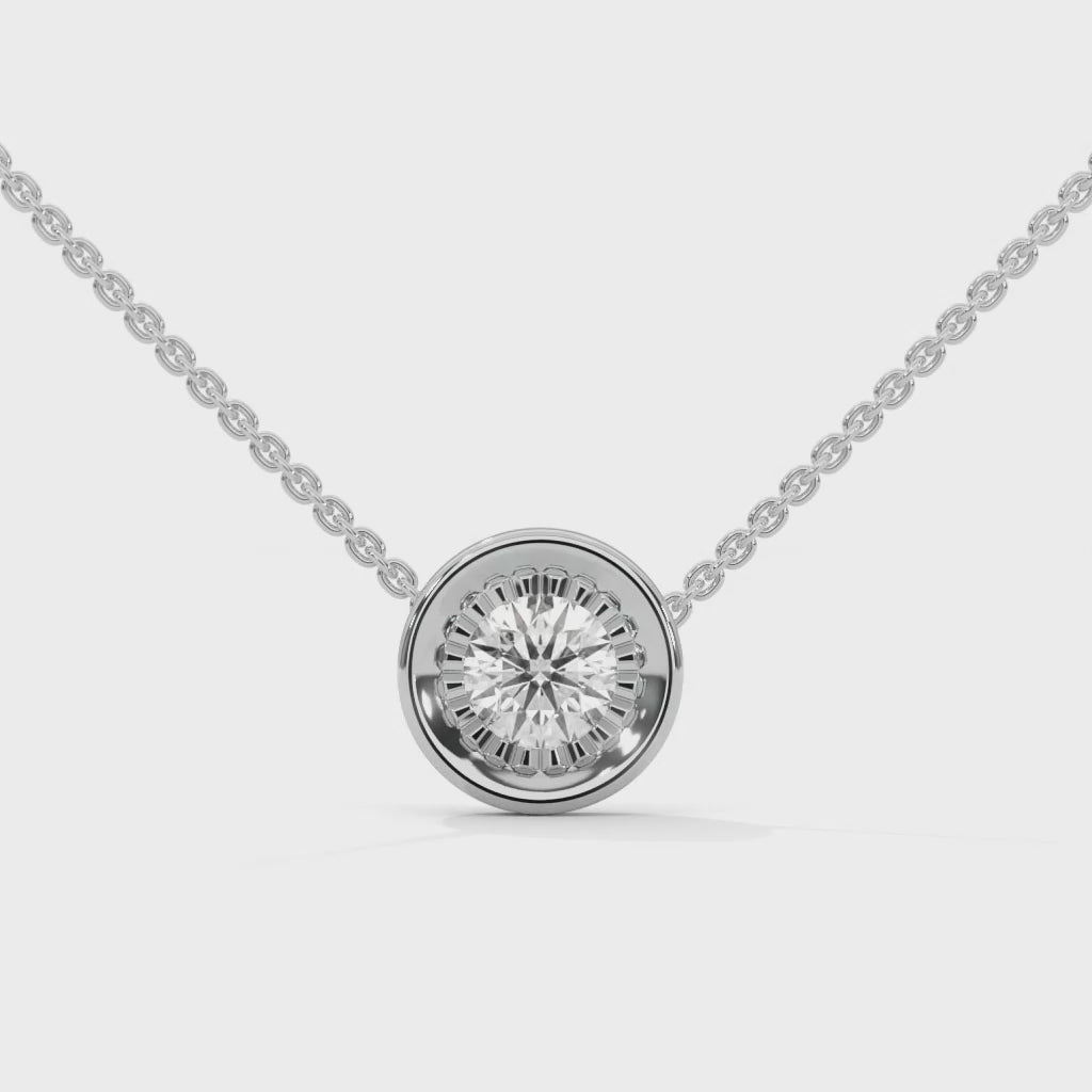 Ethereal Radiance: 14K Gold Round-Cut Diamond Pendant Necklace | 0.25CT