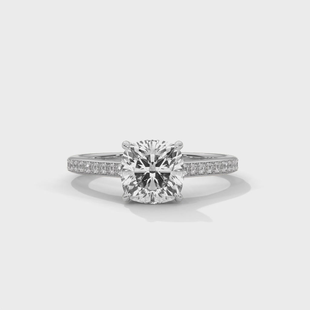 Diora 3ct Cushion Lab-Grown Diamond Pavé Engagement Ring | 3.24 CTW