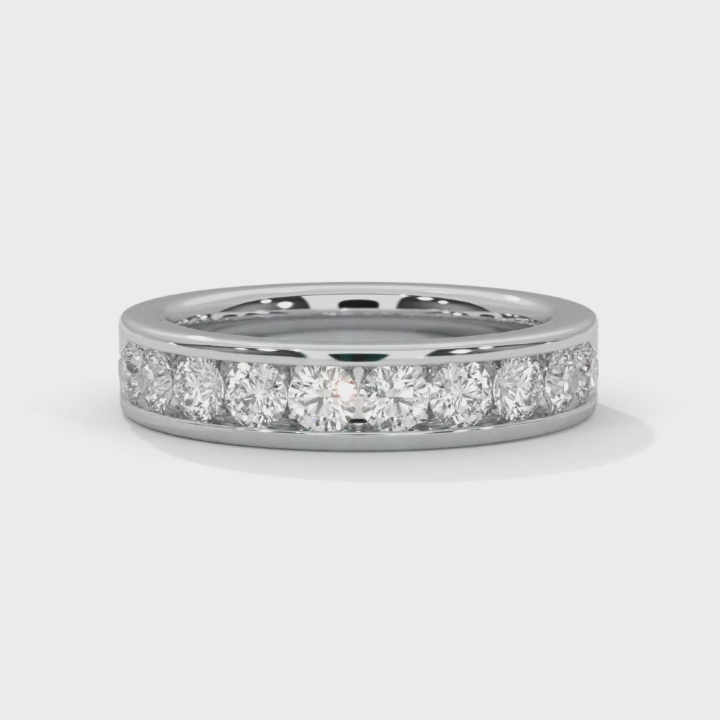 Radiant Harmony: Gold Round Diamond Channel Set Band Ring| 1.08 CTW