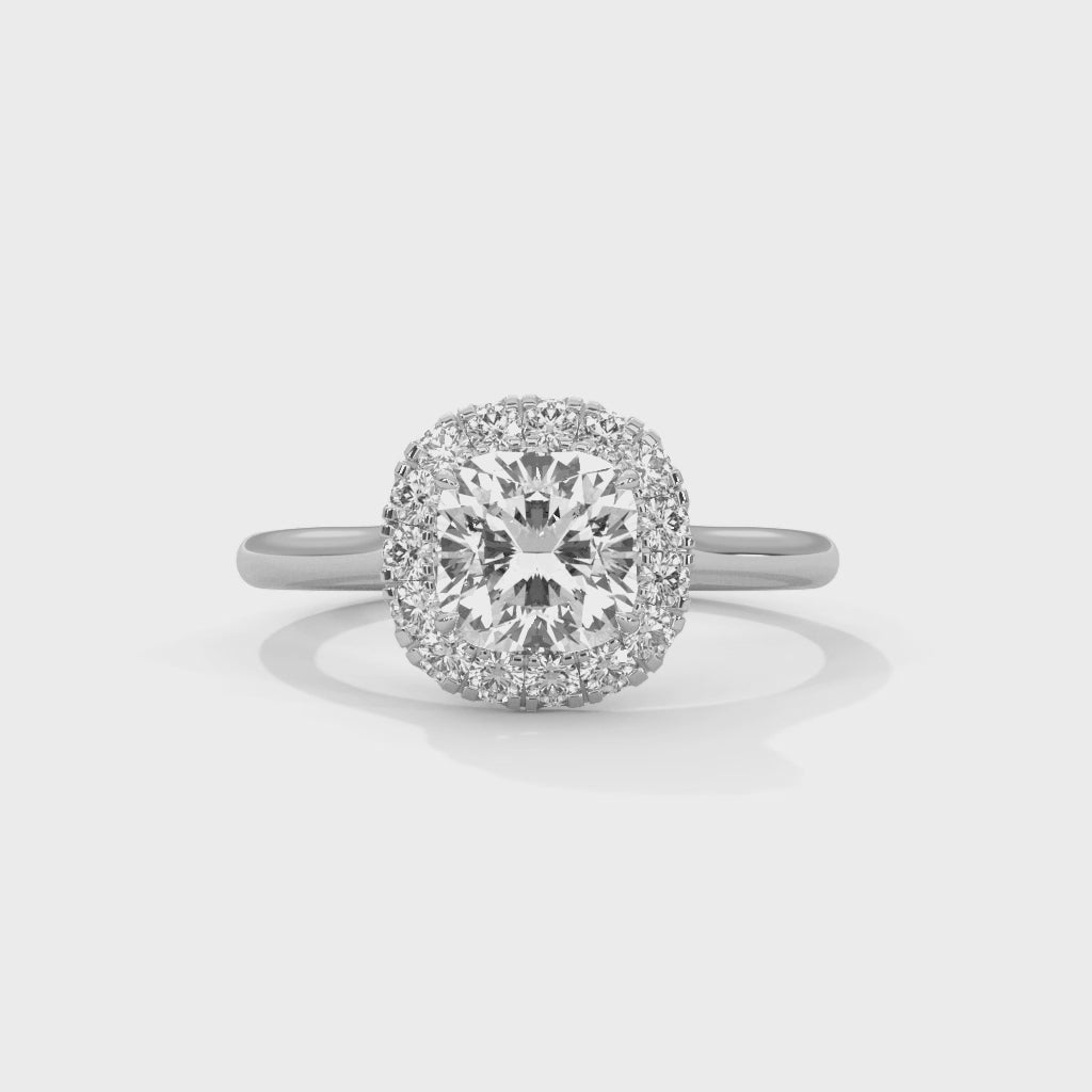 Odessa 3ct Cushion Lab-Grown Diamond Halo Engagement Ring | 3.27 CTW