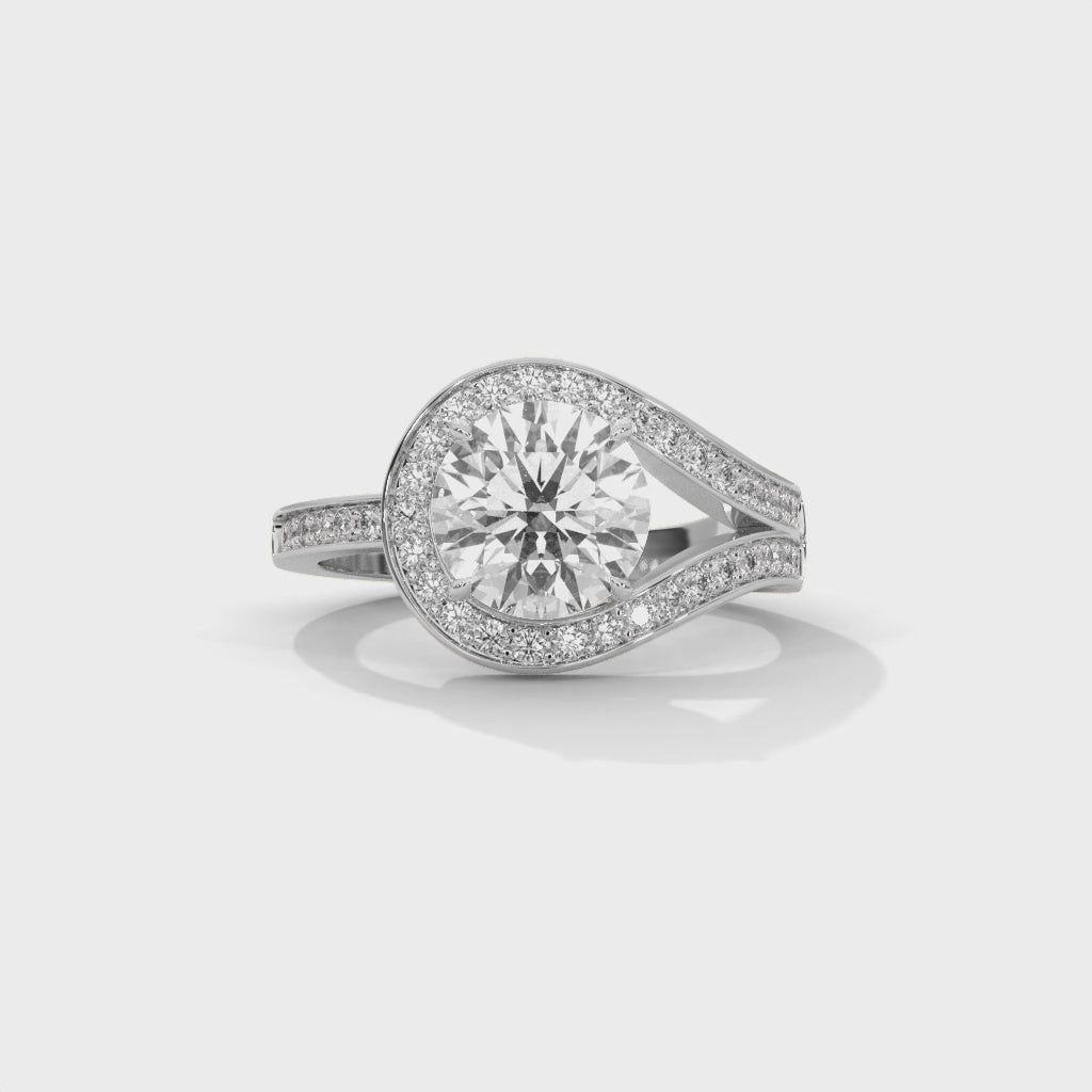 Azalea 1.5ct Round Lab-Grown Diamond Halo Twist Engagement Ring | 1.89 CTW