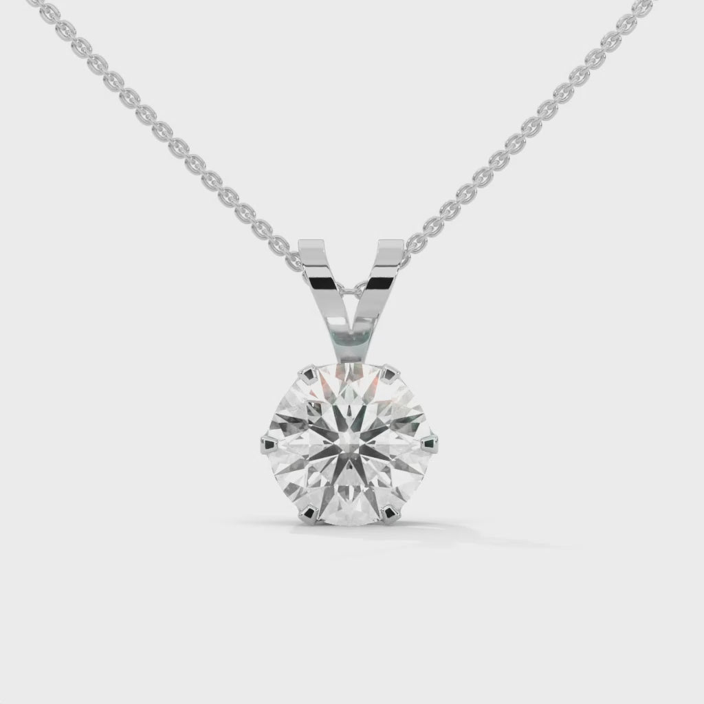 Brilliant Solitaire: 14K Gold Round Diamond Pendant Necklace | 2.11 CTW