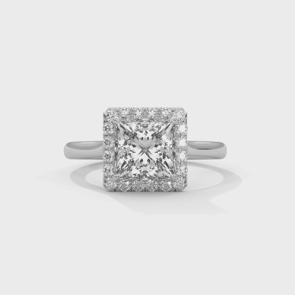 3 CT Halo Radiance Princess-Cut Lab Grown Diamond Ring | 3.20 CTW