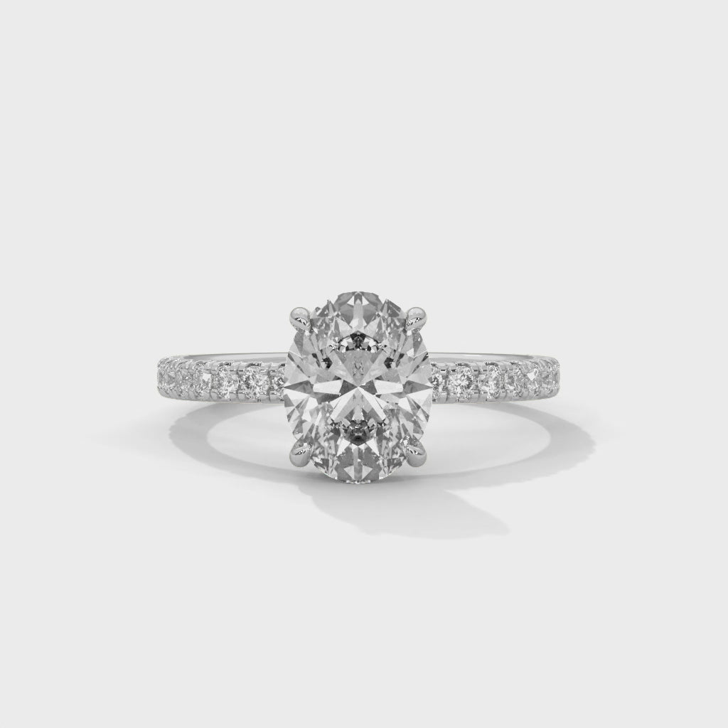 Pave 2.46 ctw Oval cut Lab-Grown Diamond Engagement Ring | F-VS1
