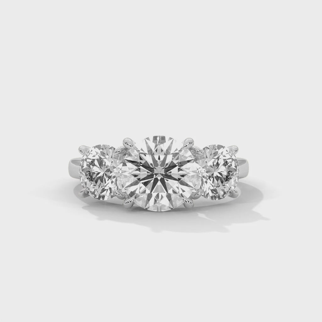 Pave 1.5ct Round Lab-Grown Diamond Three-Stone Engagement Ring | 3 CTW