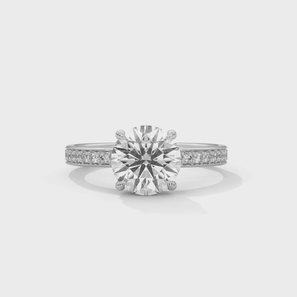 Lustrous Charm 1.5 CT Round-Cut Lab Grown Diamond Pave Ring | 1.96 CTW