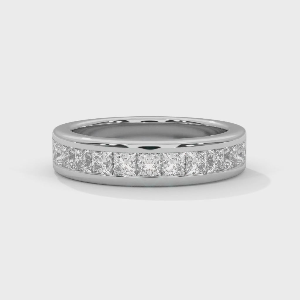 Elegant Embrace: Princess Cut Diamond Channel Set Gold Band | 1.10 CTW