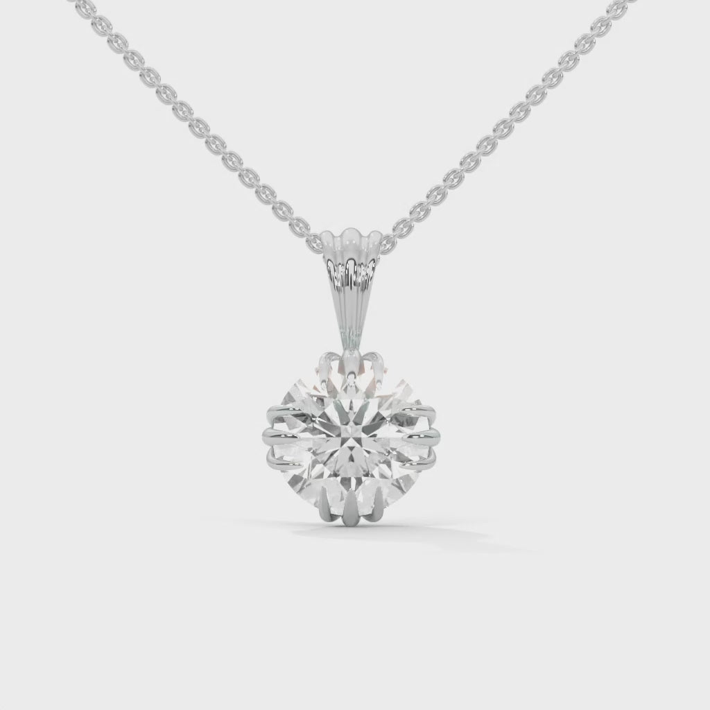 Round-Cut Diamond Pendant Necklace 2ctw E-VS1 | 14K Gold | 16-18 inch Chain