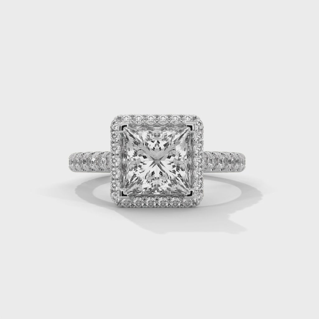 Princess-Cut 3 CTW Halo Lab Grown Diamond Ring | 3.57 CTW