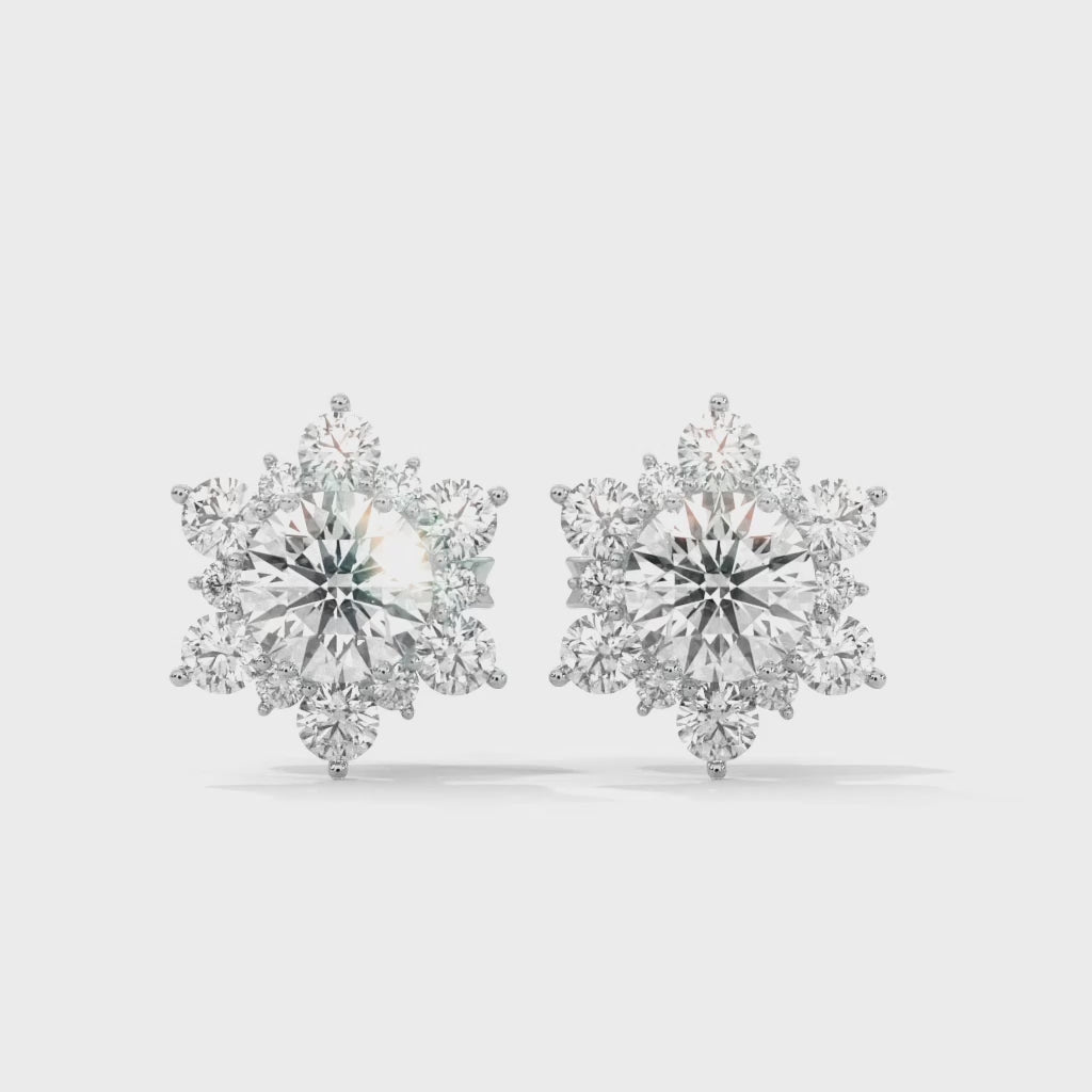 Floral Cluster Diamond Stud Earrings | 14K & 18K Gold | 0.75CTW