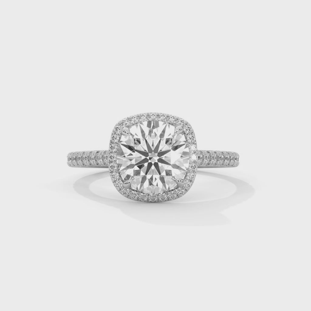 Seraphina Glow 1.5 CT Lab Grown Cushion-Cut Diamond Halo Ring | 1.86 CTW