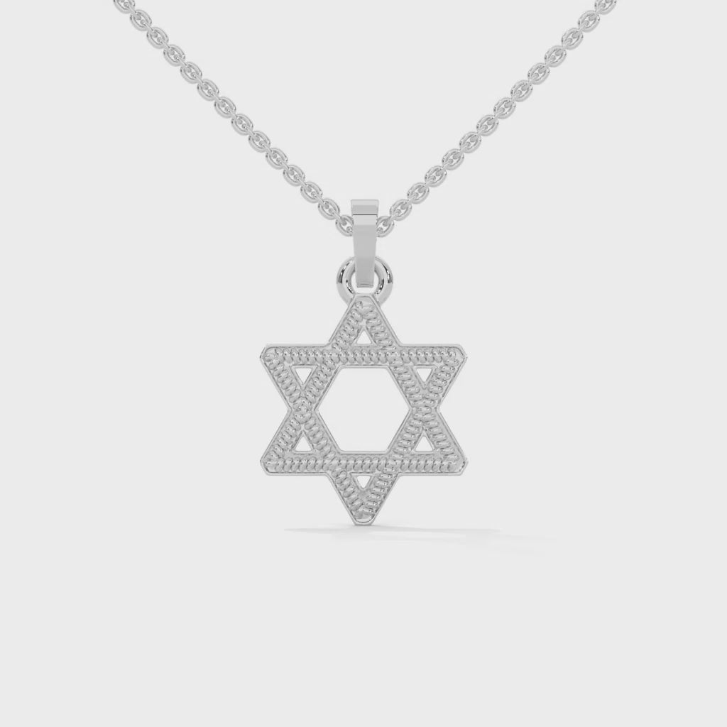 Divine Radiance: 14K Gold Star of David Pendant with Milgrain Detailing