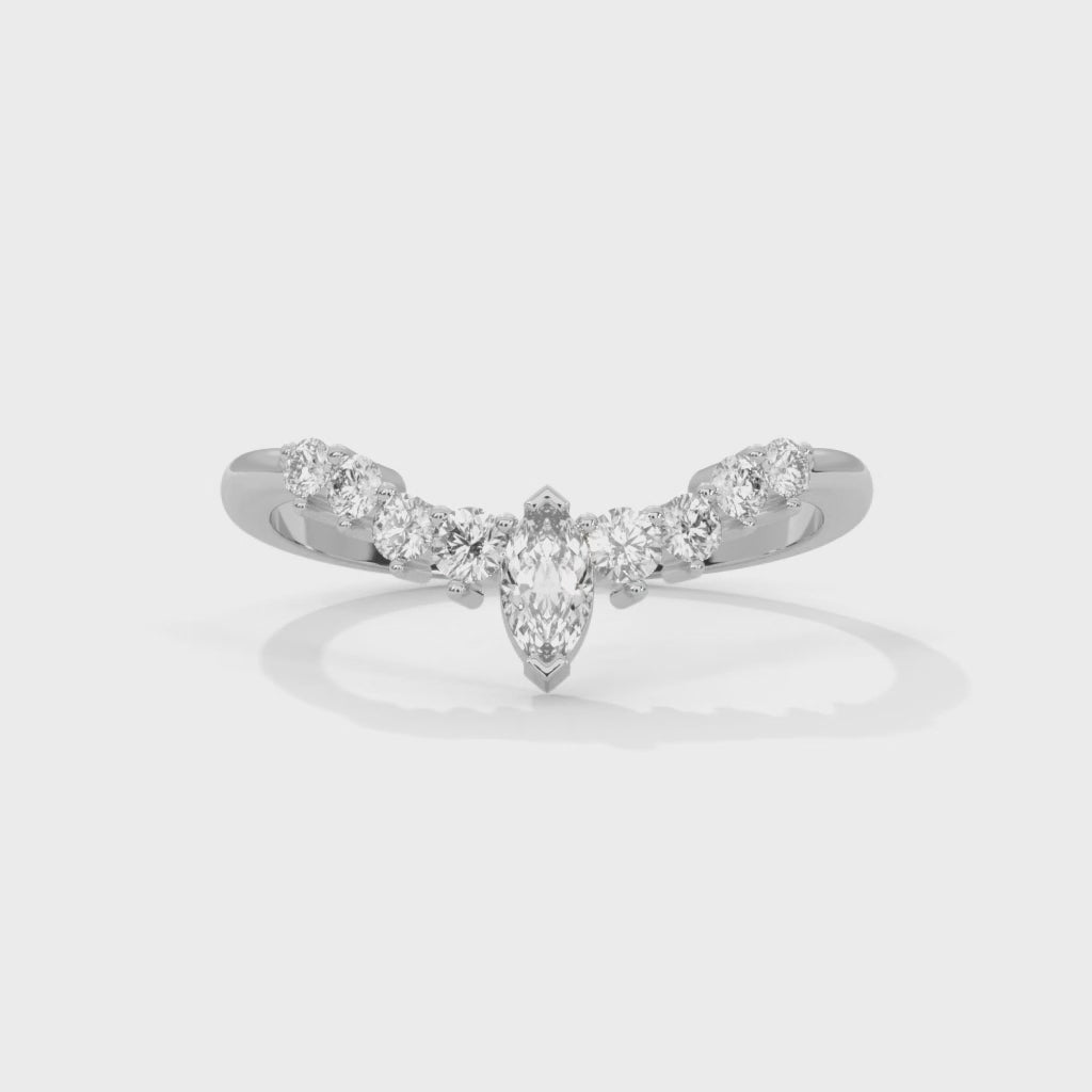 Celestial Marquise and Round Diamond Accent Gold Ring| 0.14 CTW