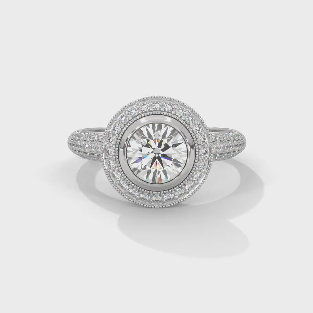 The Starlight Embrace 1.50 CTW Round-Cut Diamond Engagement Ring | E-VS1