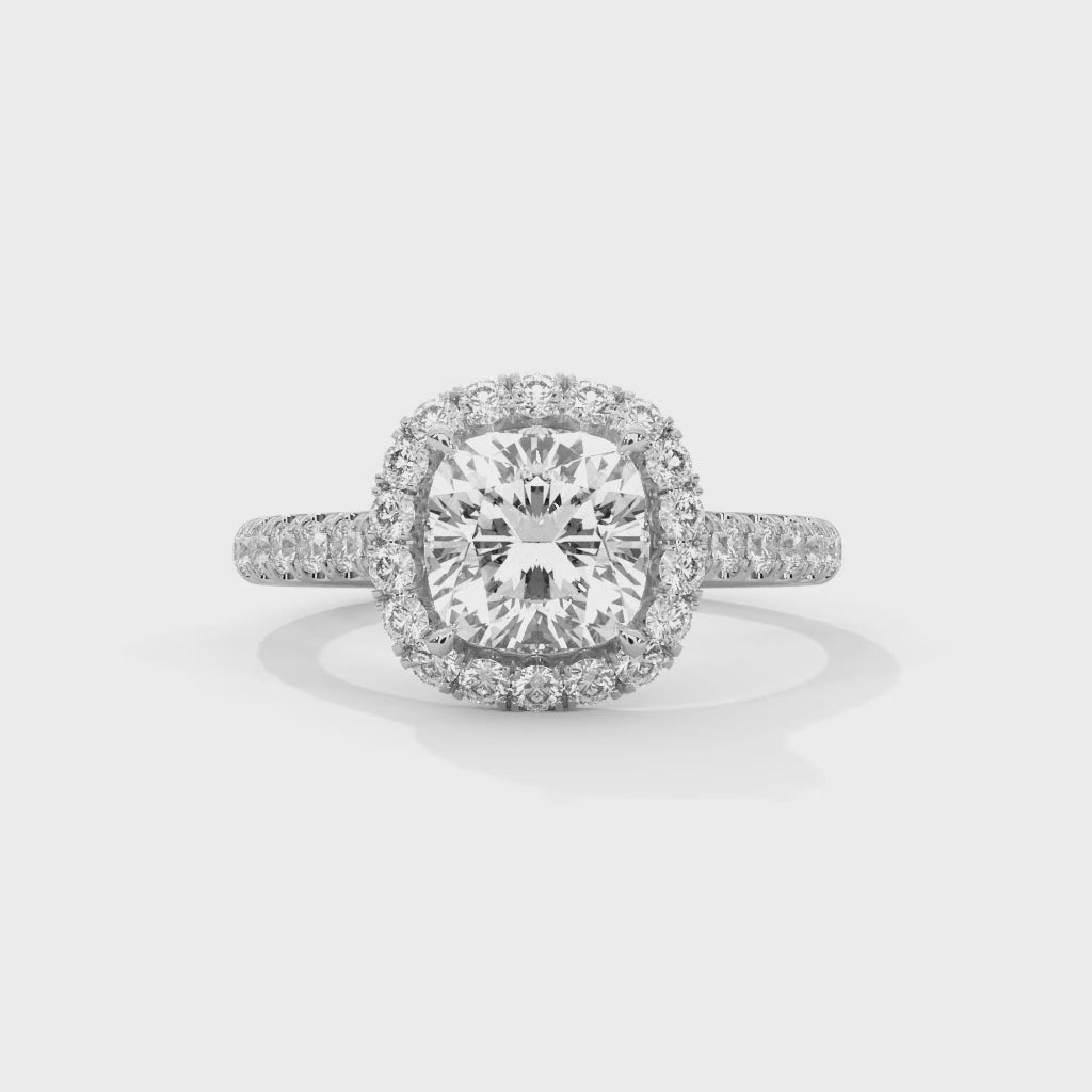 Glimmer 3CT Cushion Lab-Grown Diamond Engagement Ring | 3.61 CTW