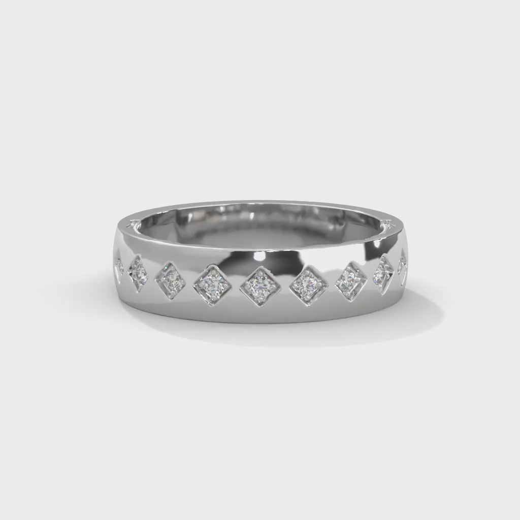 The Geometric Grace 0.11 CTW Round-Cut Diamond Ladies' Ring | 14K/18K Gold