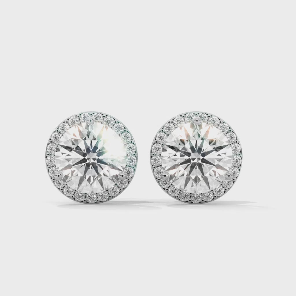 Timeless Round Halo Diamond Stud Earrings in 14K Gold | 2-6 CTW