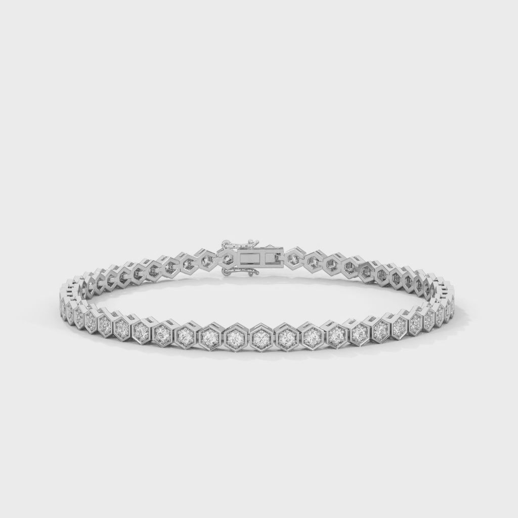 HexaGlow Lab-Grown Diamond Gold Tennis Bracelet | 1.28 CTW