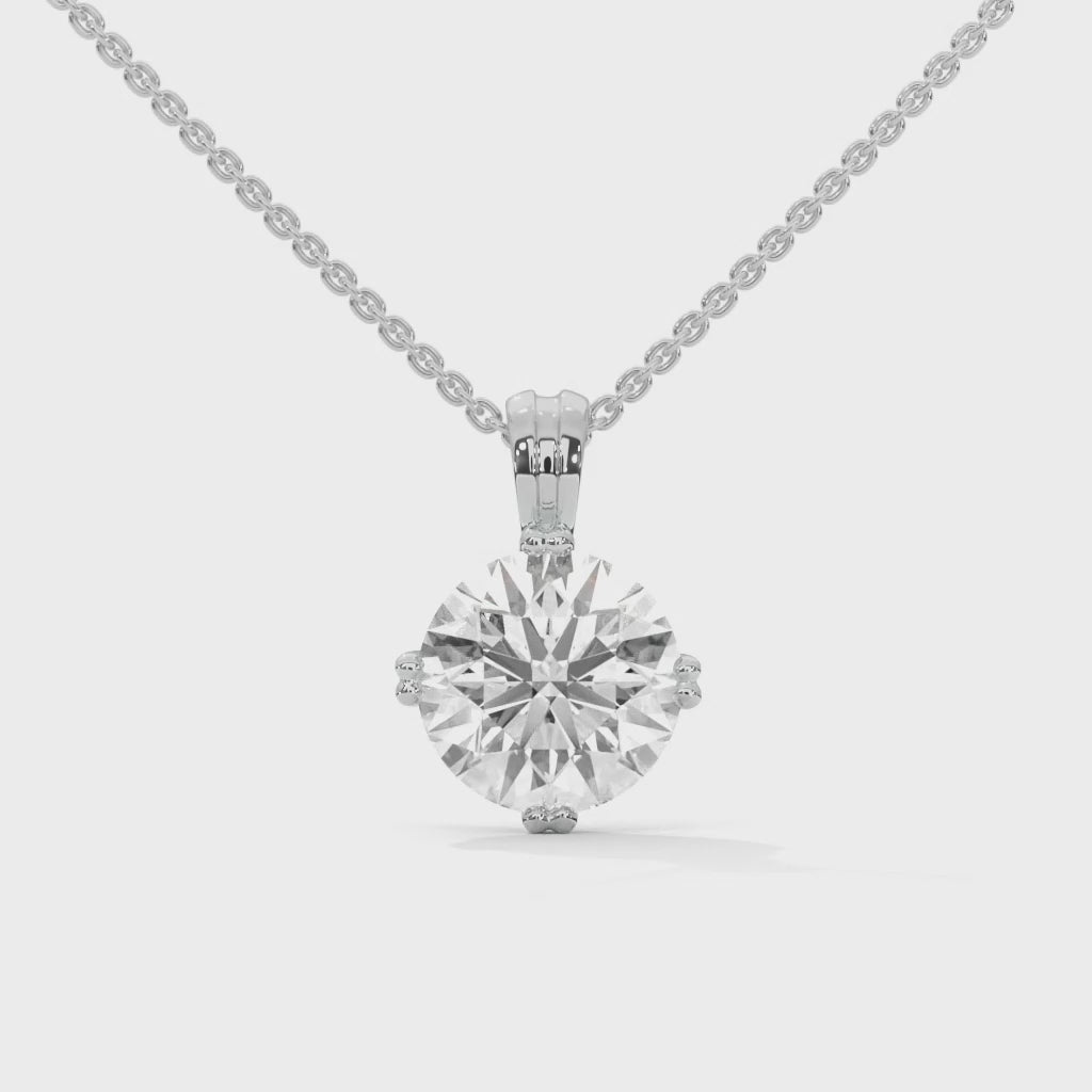 Celestial Spark Round-Cut Diamond 14K Gold Pendant Necklace| 2.00Ct