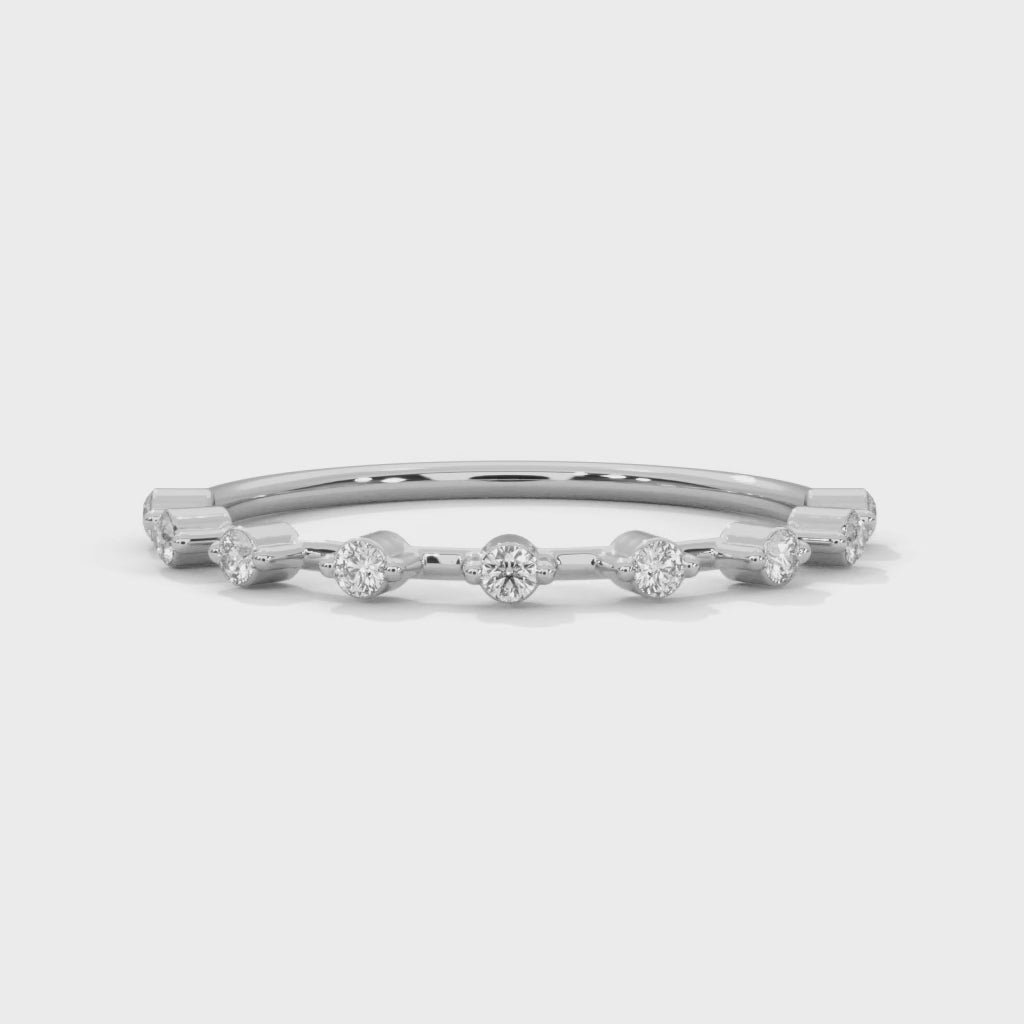 Delicate Harmony: Round Diamond Studded Gold Band | 0.13 CTW