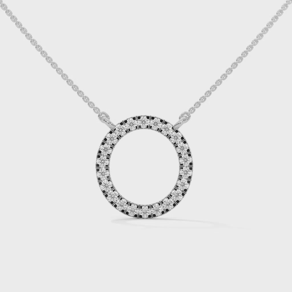 Eternal Circle: 14K Gold Diamond Halo Circle Pendant Necklace | 0.40CTW