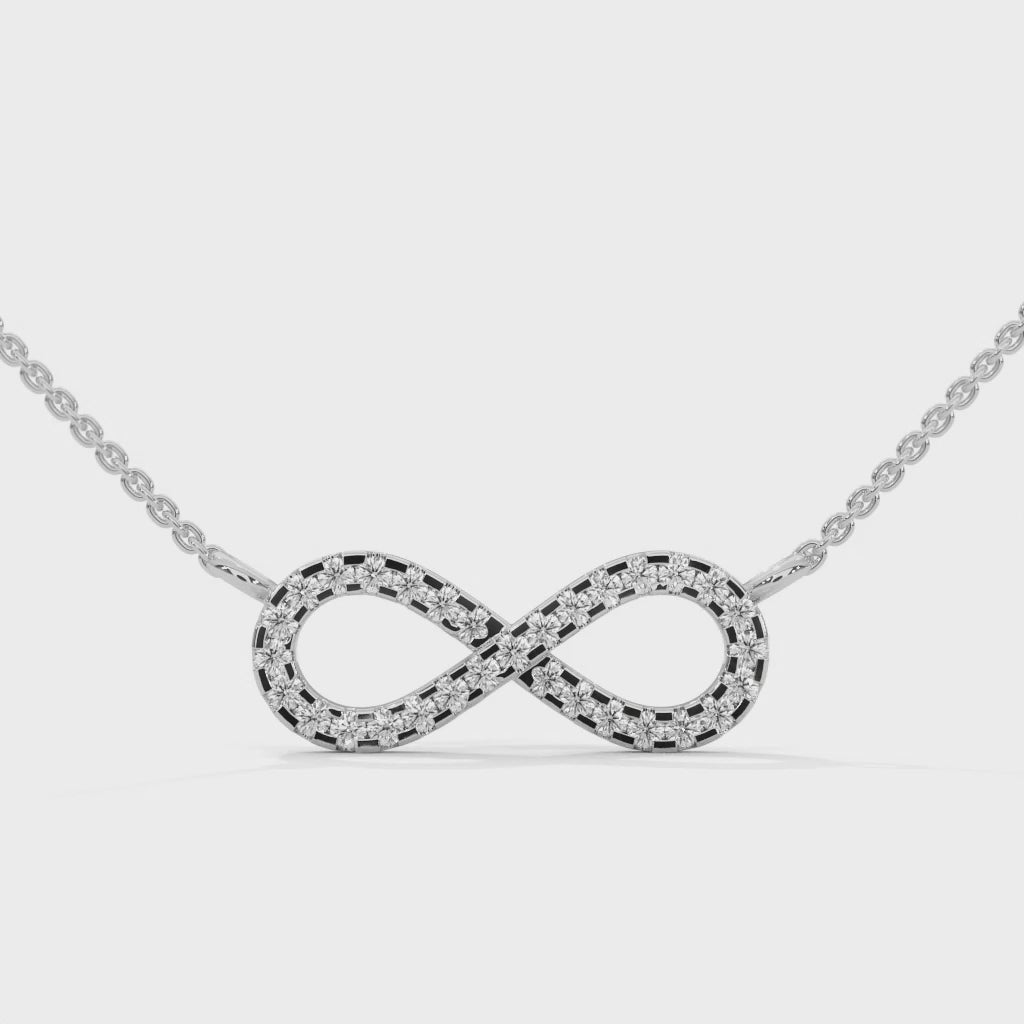 Infinite Sparkle: 14K Gold Diamond Infinity Pendant Necklace | 0.16 CTW