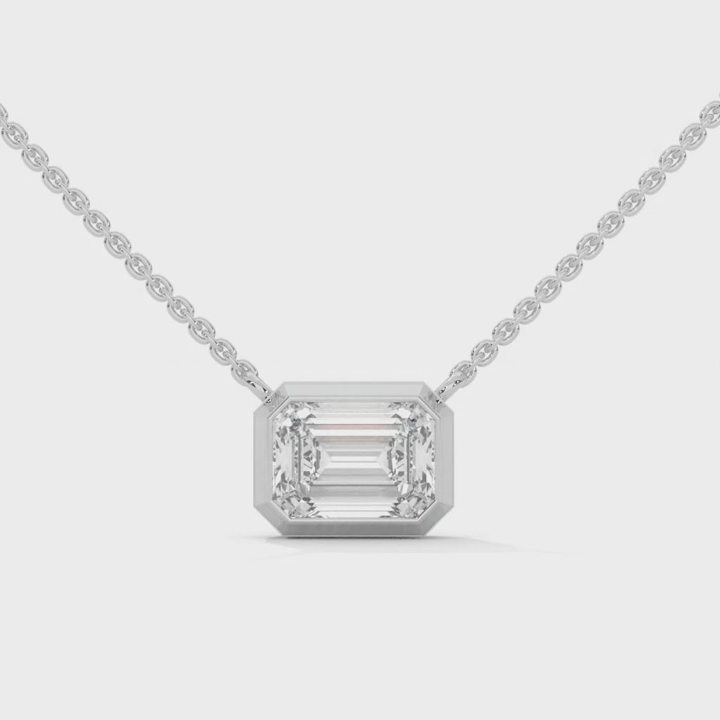 Emerald-Cut Diamond Pendant Necklace 0.75ct | 14K Gold | 16-18inch Chain